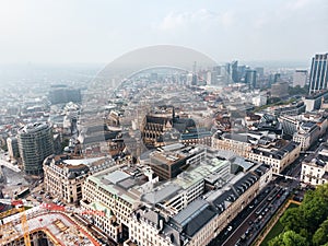 Aerial view of the panorama of the city of Brussels, Belgium