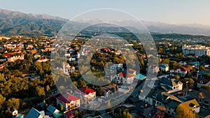 Aerial view panorama of cityscape in Almaty