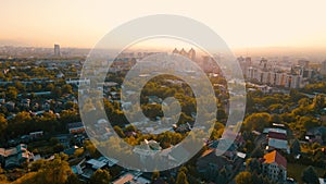 Aerial view panorama of cityscape in Almaty