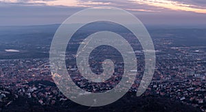 Aerial view panorama of hungarian city of Pecs, cityscape of Pecs in Hungary