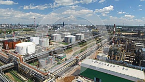 Aerial View Panorama of Modern Oil Refinery Plant