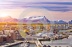 Aerial View, Panorama of Norwegian City Bodo, Norway.