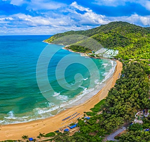 Aerial view panorama Phromthep cape and wind tubine viewpoint.