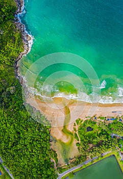 Aerial view panorama Phromthep cape and wind tubine viewpoint.