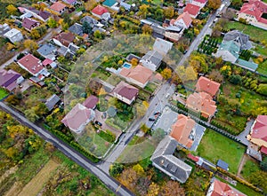 Aerial view panorama of residential areas of modern city of Uzhhorod in Zakarpattya