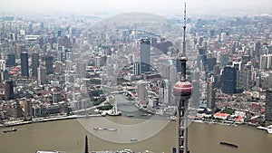 Aerial View, Panorama of Shanghai Skyline in China