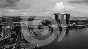 Aerial view panorama of Singapore during cloudy day