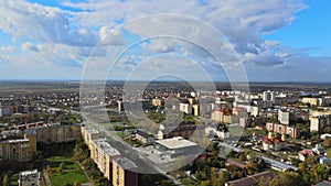 Aerial view of panorama view on the roof city Uzhgorod Ukraine