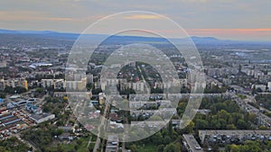 Aerial view of panorama view on the roof city Uzhgorod Ukraine