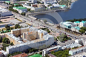 Aerial view panorama of Yekaterinburg city center. View from above