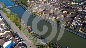 Aerial view panoramic of Hoi An old town or Hoian ancient town