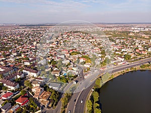 Aerial view of Pantelimon city. Autumn 2021. Romania