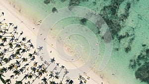 Aerial view of Paradise tropical island beach. Beachfront Punta Cana Dominican Republic