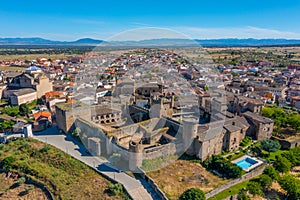 Aerial view of Parador de Oropesa hotel in Spain.