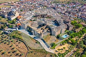 Aerial view of Parador de Oropesa hotel in Spain.