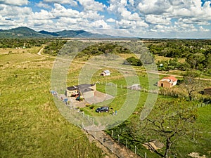 Aerial view in Paraguay overlooking the Ybytyruzu Mountains.