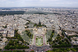 Aerial view of Paris architecture from the Eiffel tower.