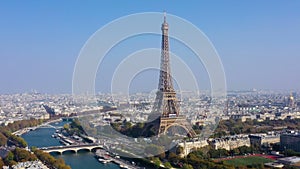 Aerial view of Paris with Eiffel tower
