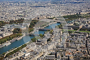 Aerial view of Paris from Eiffel Tower