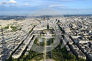 Aerial view of Paris from Eiffel Tower, France