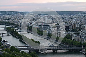 Aerial view of Paris from Eiffel Tower, France