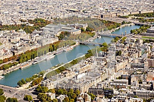 Aerial view of Paris from Eiffel Tower. France