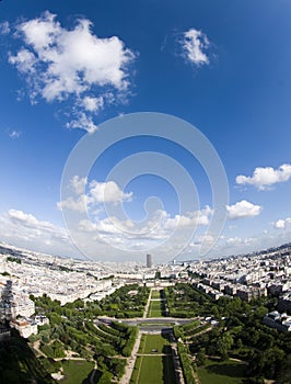 Aerial view paris france champ de mars park