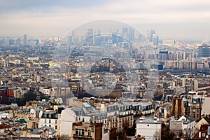 Aerial view of Paris from Sacre Coeur Basilica