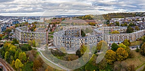 Aerial view of the Park Hill Estate redevelopment in Sheffield
