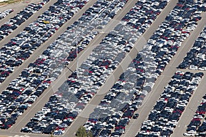 Aerial view of parking cars