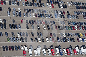 Aerial view of parking cars