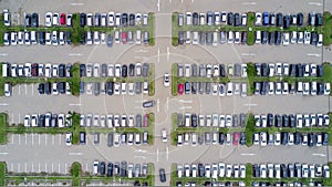 Aerial view of a Parking lot shot from a drone