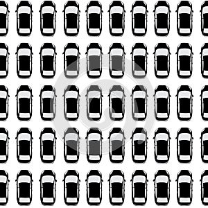 Aerial view parking with lots of black cars