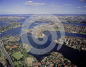 Aerial view of the Parramatta river