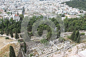 Aerial view of the Partenon ruins, Athens, Greece