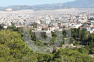 Aerial view of the Partenon ruins, Athens, Greece