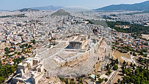 Aerial view of Parthenon and Acropolis of Athens, Greece