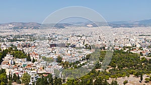 Aerial view of Parthenon and Acropolis of Athens, Greece