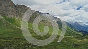 Aerial view of pass San Bernadino in the Swiss Alps