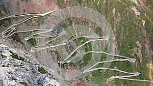 Aerial view of Passo Dello Stelvio mountain pass