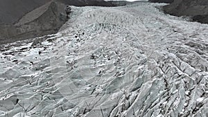 Aerial view of Passu Glacier, Hunza Valley, Himalayas, Pakistan. Spectacular Glacier at cloudy Weather