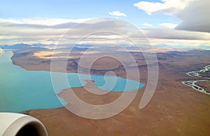 Aerial View of Patagonia Stunning Landscape as Seen from Airplane`s Window, Argentina