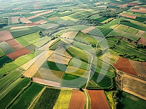 Aerial View of Patchwork Farmland