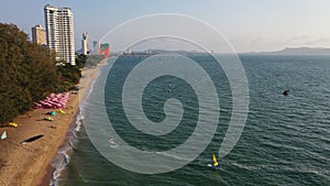 Aerial view of pattaya sea beach in chonburi eastern of thailand