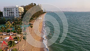 Aerial view of pattaya sea beach in chonburi eastern of thailand