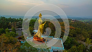 Aerial view pavilion of wat Phra That Jom Wae