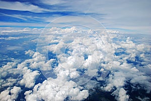 Aerial view of peaceful earth covered in clouds