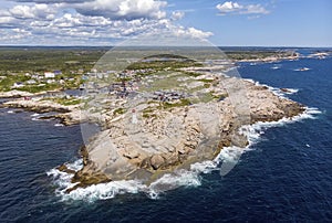 Aerial view of Peggy`s Point Lighthouse