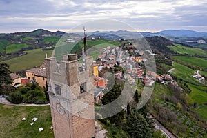 Aerial view of Peglio village in Italy