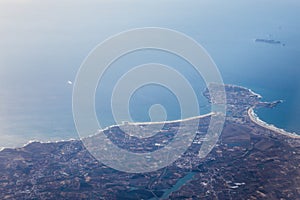 Aerial View of Peniche and Baleal Portugal. View from the porthole